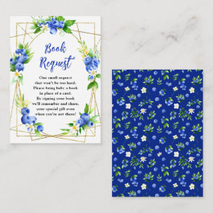 Blueberry Floral Baby Shower Book Request Enclosure Card