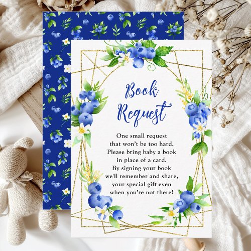 Blueberry Floral Baby Shower Book Request Enclosure Card