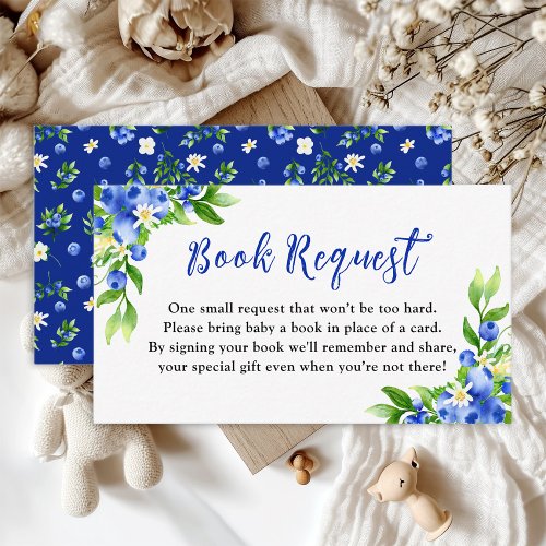 Blueberry Floral Baby Shower Book Request Enclosure Card