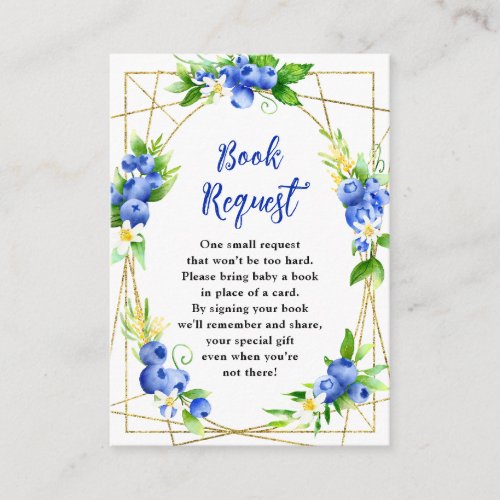 Blueberry Floral Baby Shower Book Request