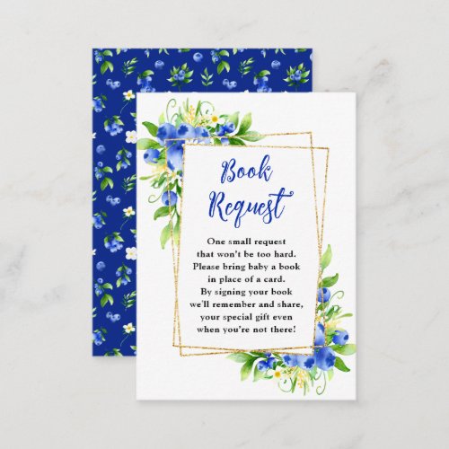 Blueberry Floral Baby Shower Book Request Enclosure Card