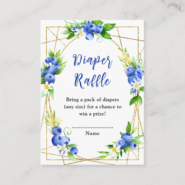 Blueberry Floral Baby Shower Diaper Raffle Enclosure Card (Front)