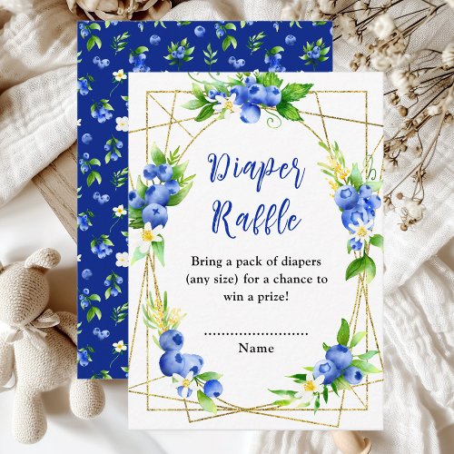 Blueberry Floral Baby Shower Diaper Raffle Enclosure Card