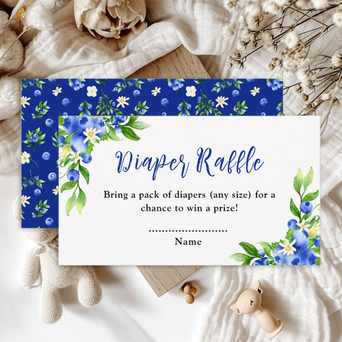 Blueberry Floral Baby Shower Diaper Raffle Enclosure Card