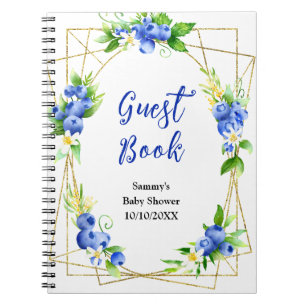 Blueberry Floral Baby Shower Guest Book