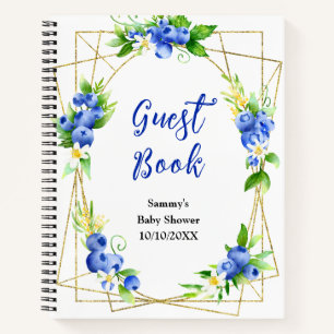 Blueberry Floral Baby Shower Guest Book