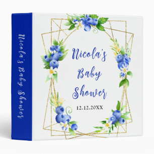 Blueberry Floral Baby Shower Photo Album 3 Ring Binder