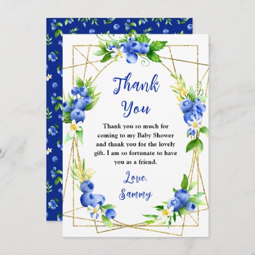 Blueberry Floral Baby Shower Thank You Card