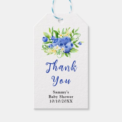 Blueberry Floral Baby Shower Thank You Gift Tags