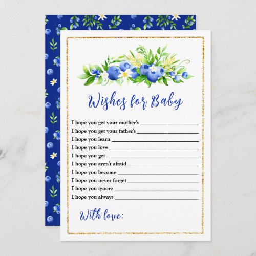 Blueberry Floral Baby Shower Wishes For Baby Invitation