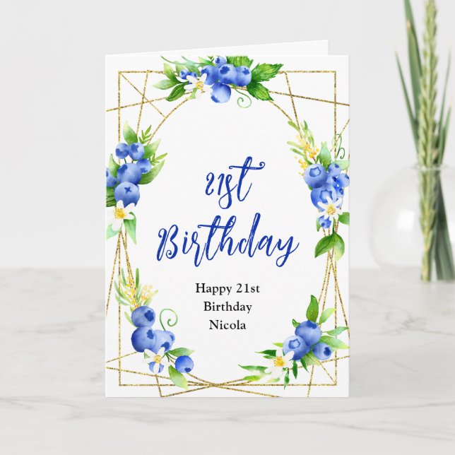 Blueberry Floral Birthday Card (Front)