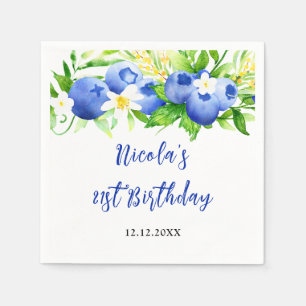 Blueberry Floral Birthday Napkins