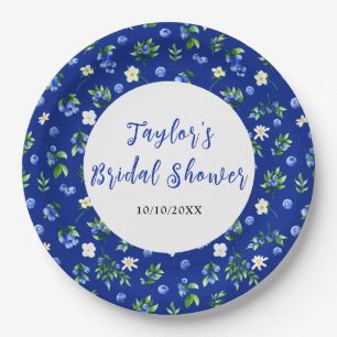 Blueberry Floral Bridal Shower Paper Plates