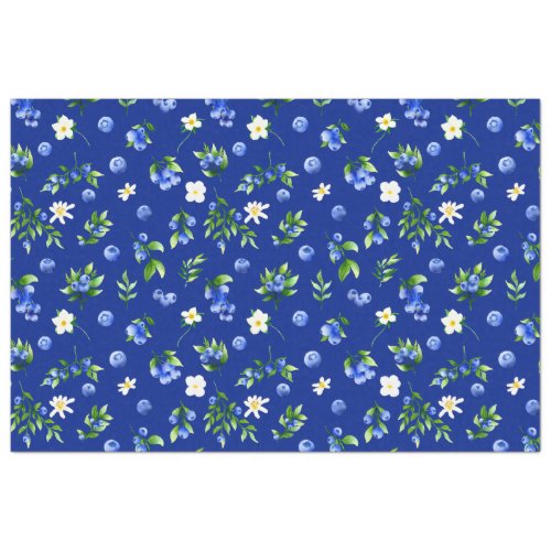Blueberry Floral Pattern Tissue Paper