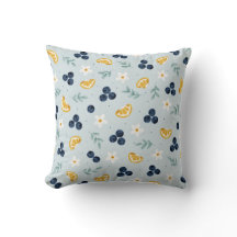 Blueberry Floral Throw Pillow