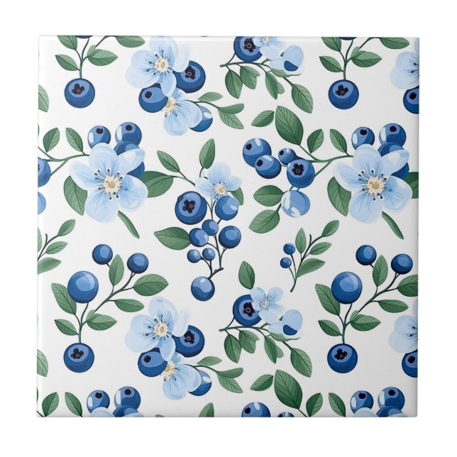 Blueberry Floral Tile (Front)