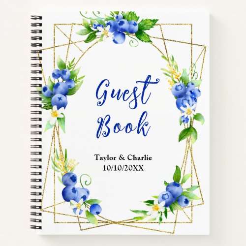 Blueberry Floral Wedding Guest Book