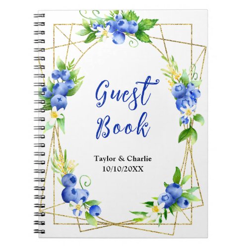 Blueberry Floral Wedding Guest Book