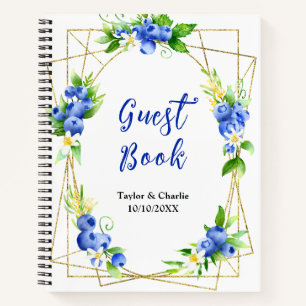 Blueberry Floral Wedding Guest Book