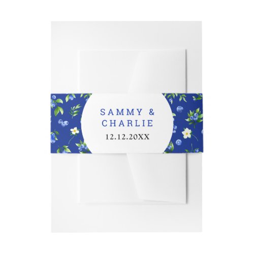 Blueberry Floral Wedding Invitation Belly Band