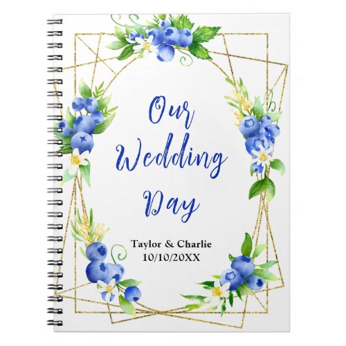 Blueberry Floral Wedding Planner Notebook