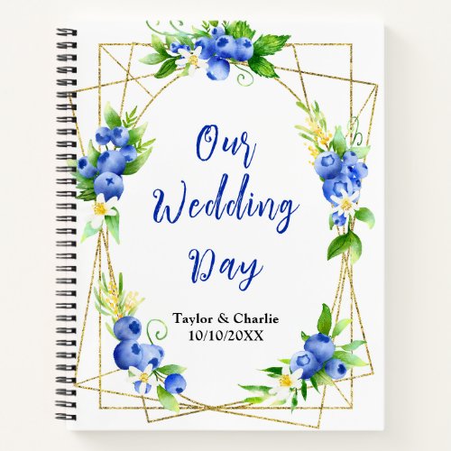 Blueberry Floral Wedding Planner Notebook