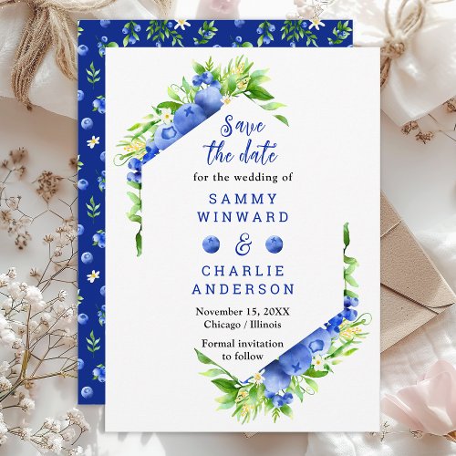 Blueberry Floral Wedding Save The Date