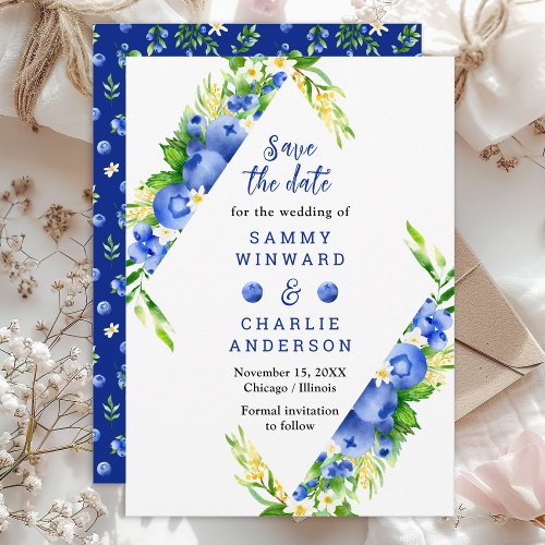 Blueberry Floral Wedding Save The Date