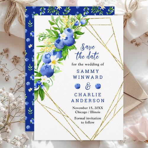 Blueberry Floral Wedding Save The Date