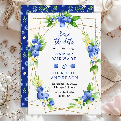 Blueberry Floral Wedding Save The Date