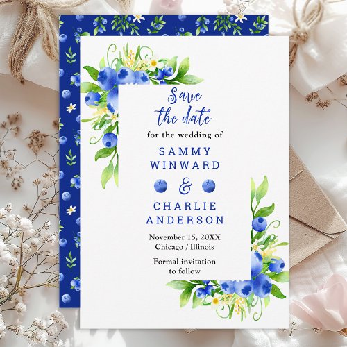 Blueberry Floral Wedding Save The Date