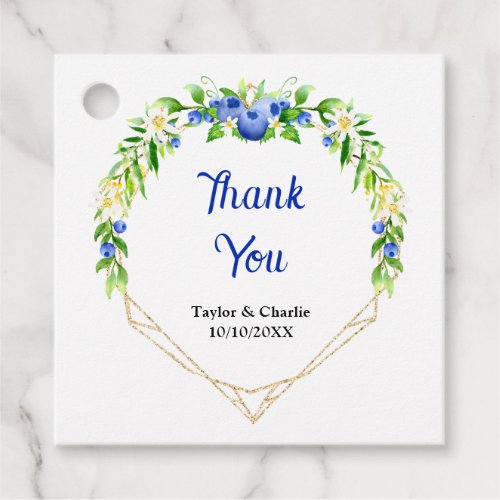 Blueberry Floral Wedding Thank You Favor Tags