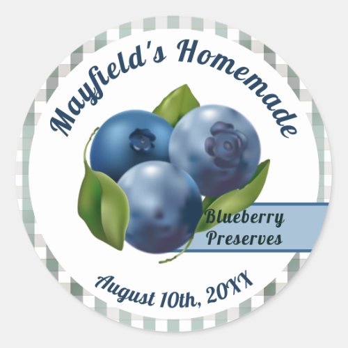 Blueberry Fruit Canning  Jam Jar Classic Round Sticker