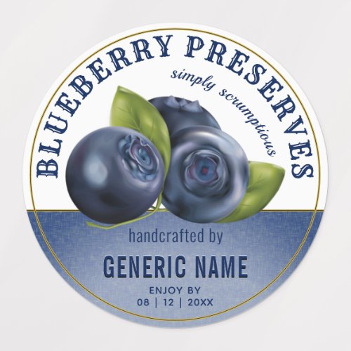 Blueberry Fruit  Jam Jar Canning Labels