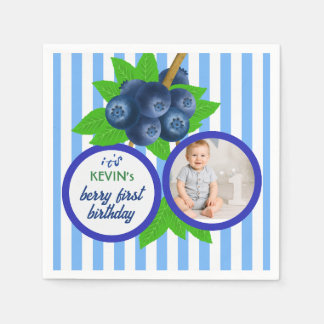 Blueberry Fruit Party Berry First Birthday Napkins