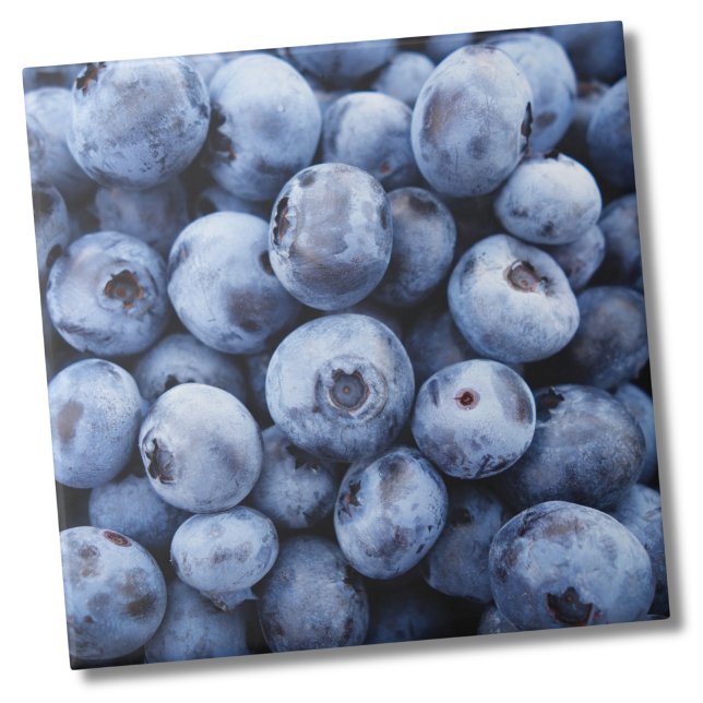 Blueberry Fruit Pattern Ceramic Tile (Cute Fun Kitchen Blueberry Fruit Pattern Ceramic Tile)