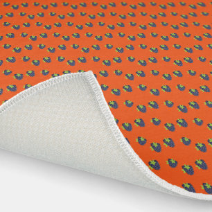 Blueberry fruit pattern on orange outdoor rug
