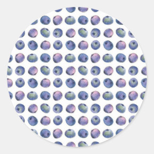 Blueberry Fruit Watercolor Geometric Illustration Classic Round Sticker