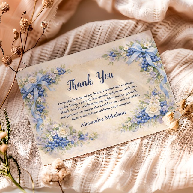 Blueberry Garden Berry First 1st Birthday Thank You Card (Creator Uploaded)