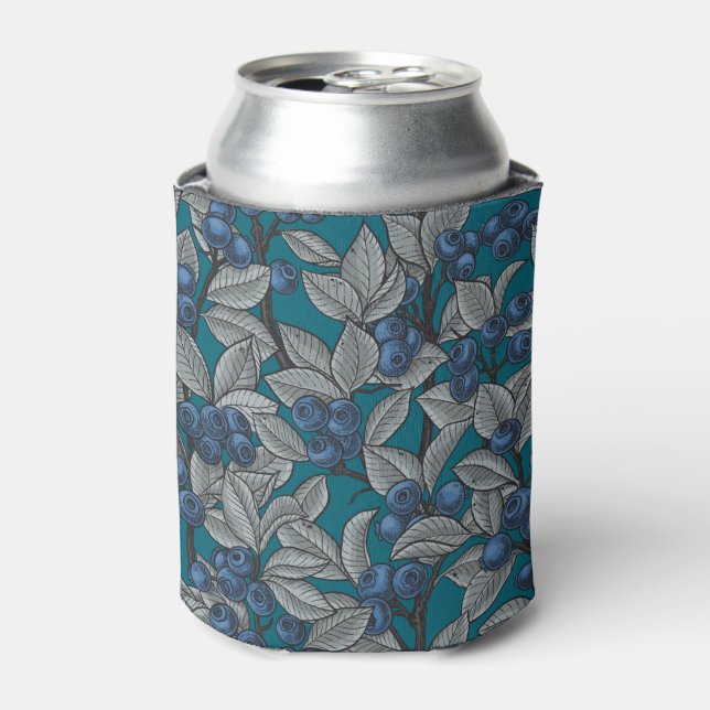 Blueberry garden, blue and gray can cooler (Can Front)