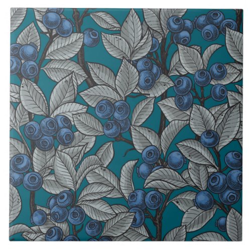 Blueberry garden blue and gray ceramic tile