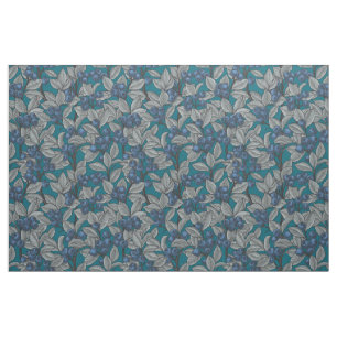 Blueberry garden, blue and gray fabric
