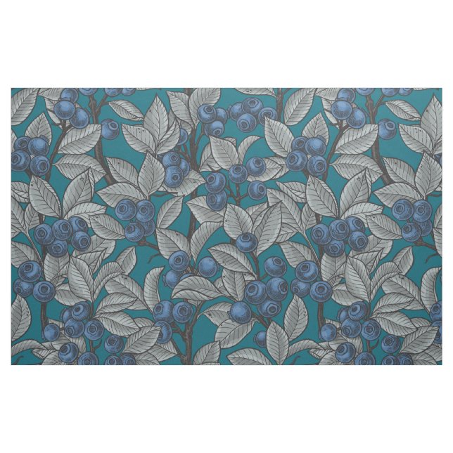 Blueberry garden, blue and gray fabric (Fat Quarter)