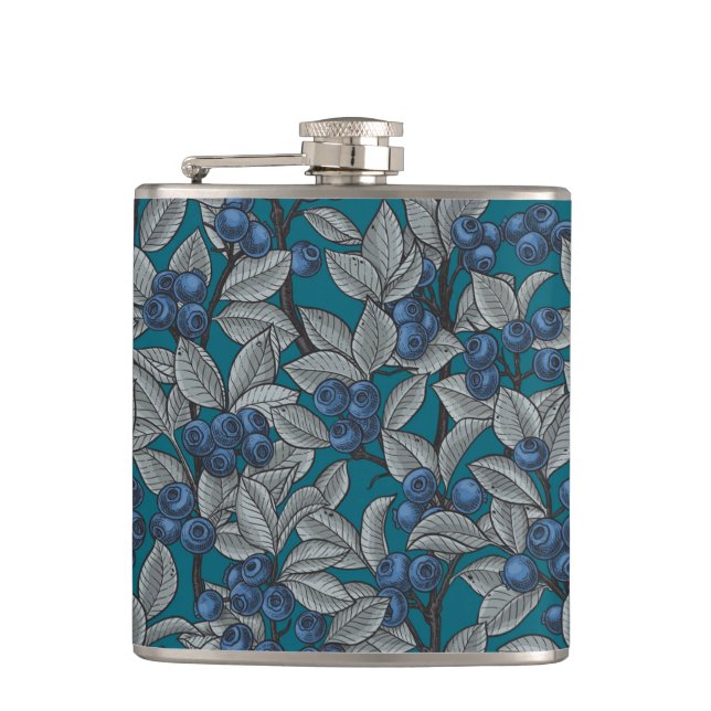 Blueberry garden, blue and gray flask (Front)