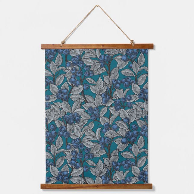 Blueberry garden, blue and gray hanging tapestry (Front)