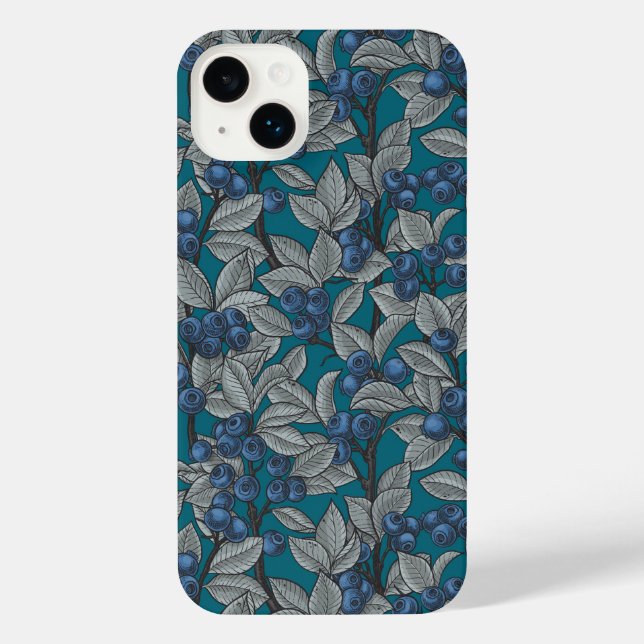 Blueberry garden, blue and gray iPhone case (Back)