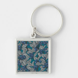 Blueberry garden, blue and gray keychain