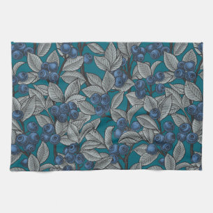 Blueberry garden, blue and gray kitchen towel