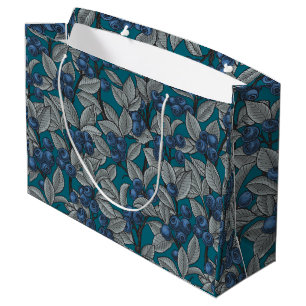 Blueberry garden, blue and gray large gift bag