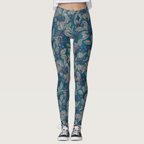 Blueberry garden blue and gray leggings